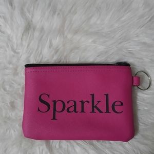 Sparkle pink and black keyring coin purse